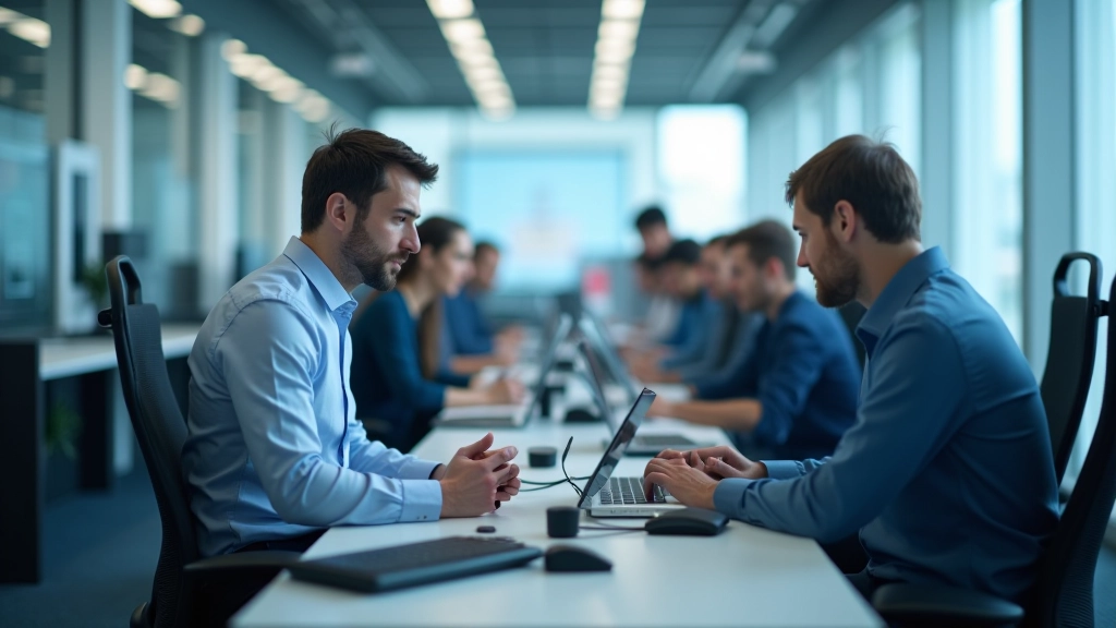 Üniversite araştırma laboratuvarında yapay zeka projesinde çalışan öğrenciler ve akademisyenler, bilgisayar ekranları ve notlarla dolu çalışma masası